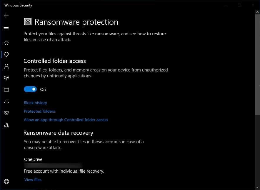 Ransomware protection windows