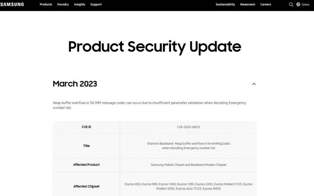Google project zero issues vulnerability alert on samsung exynos modems