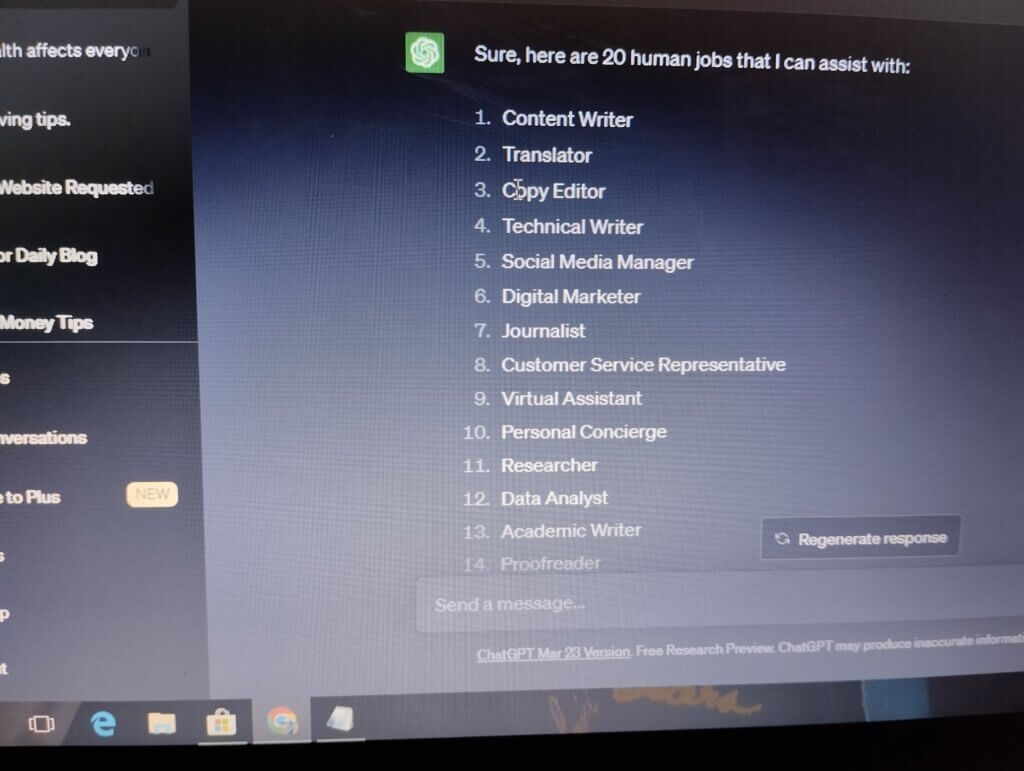 Jobs created using chatgpt