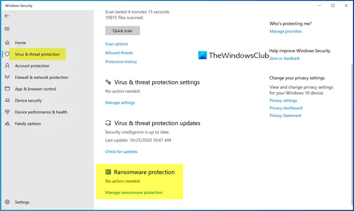 How to turn on ransomware protection on microsoft windows 10