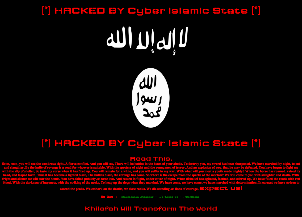 Isis launches cyber attack on state websites of united states